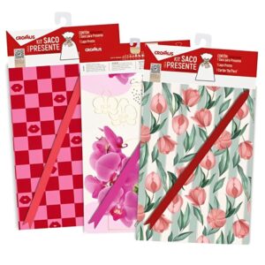 Kit Saco de Presente Feminino 50x70cm 1 Unidade Sortido - 350114 - CROMUS