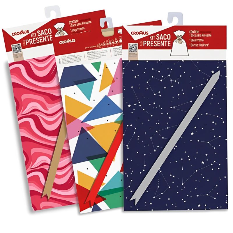 Kit Saco de Presente Sortido Casual 89x120cm 1 Unidade - 99005952 - CROMUS