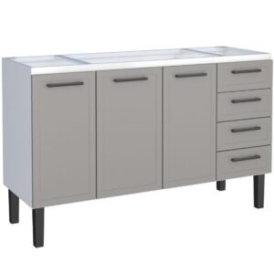 Gabinete para Cozinha Aço Juno 1,44m Cinza para Pia de 1,50m - P101223 - COZIMAX