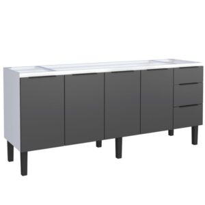 Gabinete para Cozinha Aço Jupiter 1,92m Preto para Pia de 2,00m - P101713 - COZIMAX