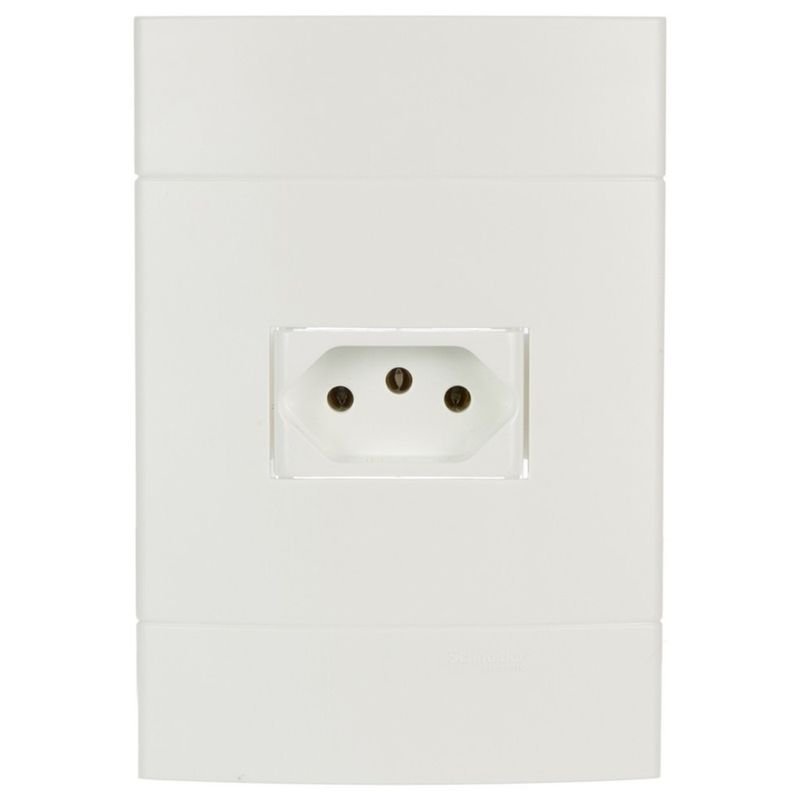 Conjunto Tomada 2 Pinos + Terra 10 Amperes 250 Volts Branco Lunare - PRM444721 - SCHNEIDER