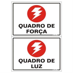 2 Placas de Poliestireno Auto-Adesiva 20x10 Quadro de Força / Quadro de Luz - 250 AX - SINALIZE