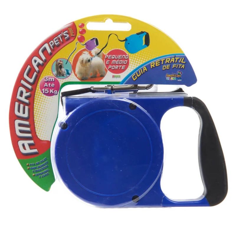 Guia Retrátil de Fita 3 Metros com capacidade de 15 kg - 155 - AMERICAN PETS