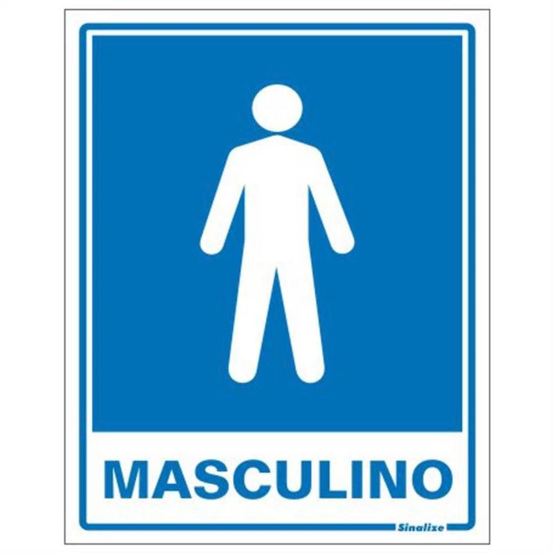 Placa de Poliestireno Auto-Adesiva 20x15cm Sanitario Masculino - 220 AD - SINALIZE