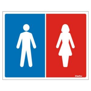 Placa de Poliestireno Auto-Adesiva 20x15cm Sanitario Masculino / Feminino - 220 AS - SINALIZE