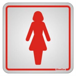 Placa de Alumínio Auto-Adesiva 15x15cm Sanitário Feminino - 120 AD - SINALIZE