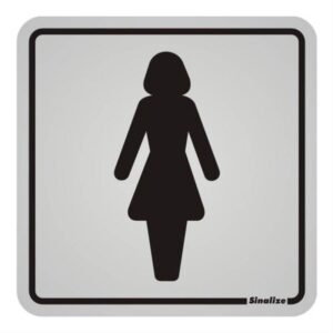 Placa de Alumínio Auto-Adesiva 12x12cm Sanitario Feminino - 900 AB - SINALIZE