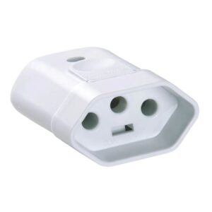 Plugue Fêmea Branco 2P+T de 20 Ampères e 250 Volts - 57402155 - TRAMONTINA