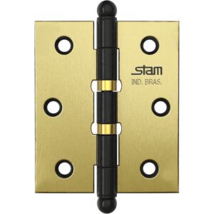 Dobradiça Pino e Bola 3" x 2.1/2" x 1,7mm Oxidado com 2 Anéis e Canto Reto - 42049 - STAM