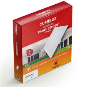 Painel LED Super Eco Embutir Quadrado 24W Bivolt 6500K - 02904 - OUROLUX