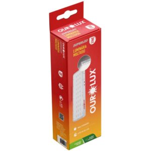 Luminária Mini Emergência Multiuso 30 LEDS Lítio Sem Alça 2W 6500k - 01987A - OUROLUX