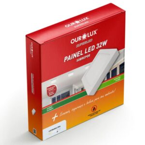 Painel LED Super Eco Sobrepor Quadrado 32W Bivolt 6500K - 02914 - OUROLUX