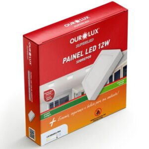 Painel LED Super Eco Sobrepor Quadrado 12W Bivolt 6500K - 02906 - OUROLUX