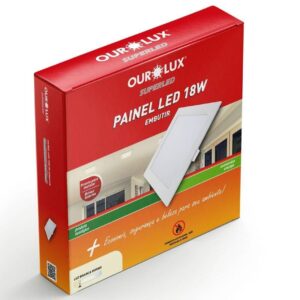 Painel Abs Led Embutir 18W Bivolt 2700K Quadrado - 02902B - OUROLUX