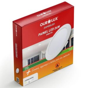 Painel Abs Led Embutir 24 Watts Bivolt 4000K Redondo - 02905A - OUROLUX