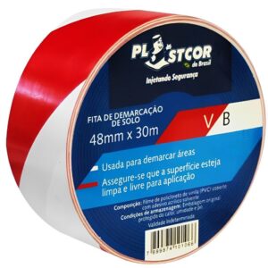 Fita de Demarcação 48mm x 30 metros Vermelho/Branco - 700.01528 - PLASTCOR