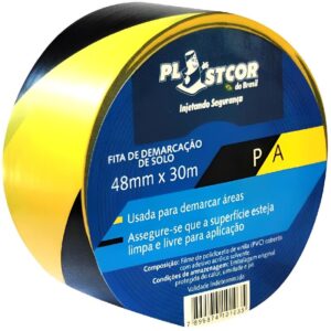 Fita de Demarcação 48mm x 30 metros Preto/Amarelo - 700.01516 - PLASTCOR