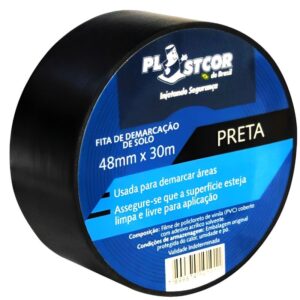 Fita de Demarcação 48mm x 30 metros Preto - 700.01514 - PLASTCOR