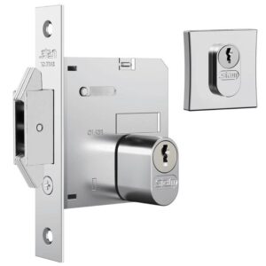 Fechadura Biel 1006 para Porta de Bater e Correr com Roseta Quadrada Cromado - 10893 - STAM