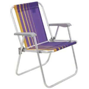 Cadeira de Praia Samoa Alta em Alumínio com Assento Roxo e Amarelo - 92900003 - TRAMONTINA