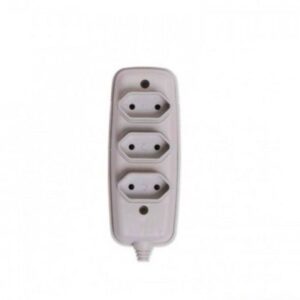 Tomada em Barra Tripla Bipolar 2P 10A 250V Cinza - 1633 - ILUMI