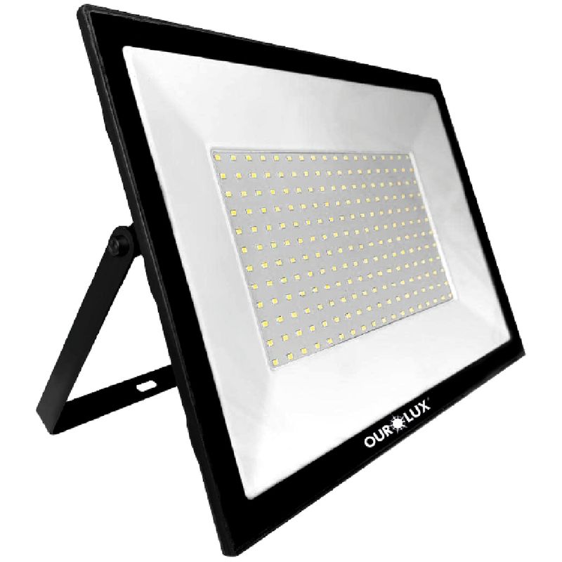 Projetor SuperLed Slim Preto Bivolt de 150 Watts e 6500K - 03268 - OUROLUX