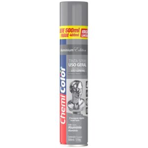 Tinta Spray Uso Geral 500ml Alumínio - 0680637 - CHEMICOLOR