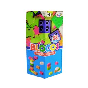 Bloco Monta Monta Cores Variadas Caixa com 28 Peças - 0112 - MINI TOYS
