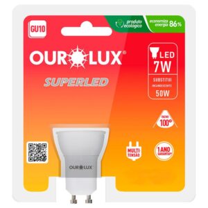 Lâmpada Dicroica Superled Gu10 7W Bivolt 2700K - 20087 - OUROLUX