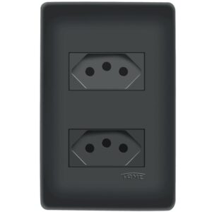 2 Tomadas Distâncias 2P+T Preta 20A/250V com Placa 4058 FAME